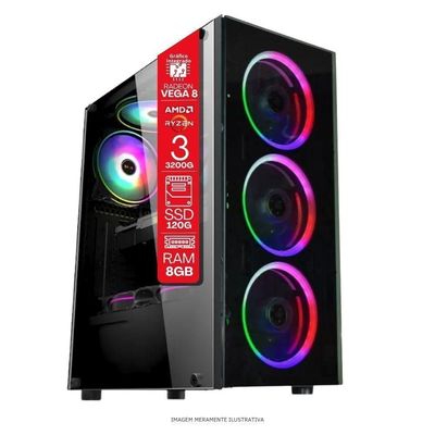 Desktop Gamer Ryzen 3 3200G 8GB DDR4 SSD 120GB Windows 11 Pro Tob Computers