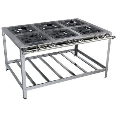 Fogão Industrial Stori Premium 6 Bocas 40x40 M15 Aço Inox 430 Metalmaq