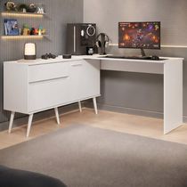 Mesa Gamer Em L Para Computador 2 Portas 1 Gaveta Arena Multimóveis Mp6050 Branco