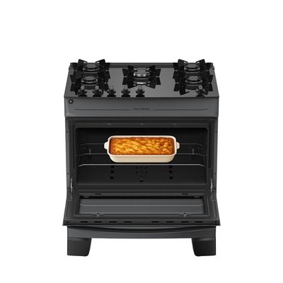 Fogão 5 Bocas Atlas Mônaco Top Glass Mesa De Vidro Bivolt Preto