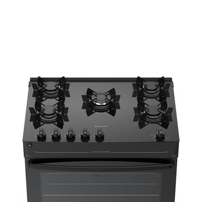 Fogão 5 Bocas Atlas Mônaco Top Glass Mesa De Vidro Bivolt Preto