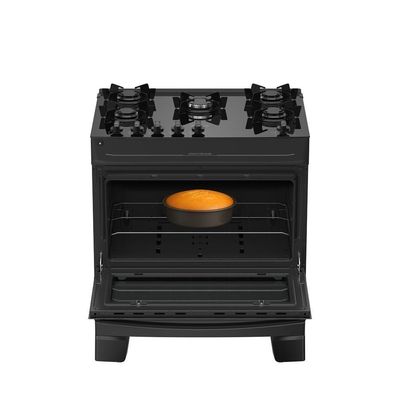 Fogão 5 Bocas Atlas Mônaco Top Glass Mesa De Vidro Bivolt Preto