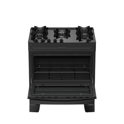Fogão 5 Bocas Atlas Mônaco Top Glass Mesa De Vidro Bivolt Preto