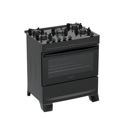 Fogão 5 Bocas Atlas Mônaco Top Glass Automático Mesa De Vidro Preto Bivolt