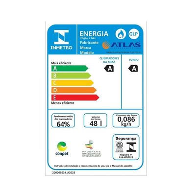 Fogão 4 Bocas Atlas Coliseum Plus Mesa De Inox A Gás Manual Preto