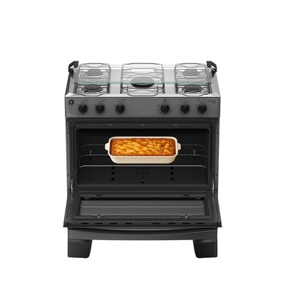 Fogão 5 Bocas Atlas Mônaco Plus Mesa De Inox Bivolt Titanium