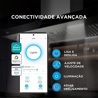 Coifa De Ilha 90cm Smart Pro Touch Midea MH90M83AT24MW1 110V