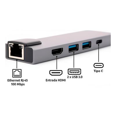 Hub Usb C 5 Em 1 Adaptador Informática Computador Dados