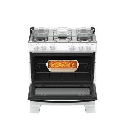 Fogão 5 Bocas Atlas Mônaco Plus Mesa De Inox Bivolt Branco