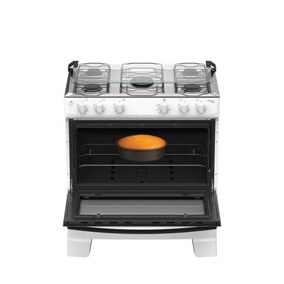 Fogão 5 Bocas Atlas Mônaco Plus Mesa De Inox Bivolt Branco
