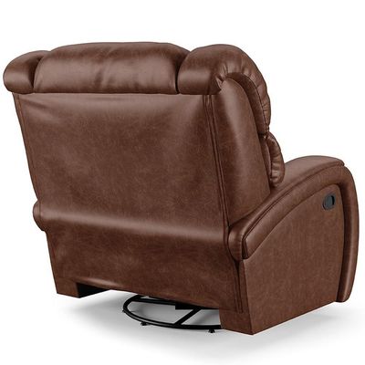 Poltrona Do Papai Reclinável Kalie Glider Giratória Usb Fh9 Pu Marrom Brilho - Mpozenato