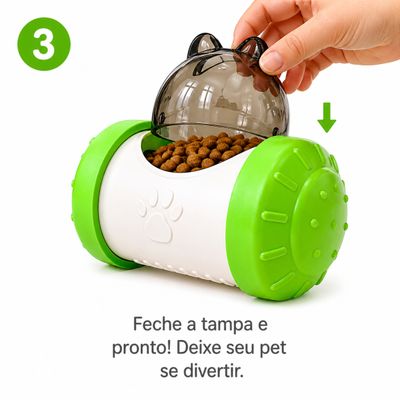 Brinquedo Interativo Dispensador de Ração para Cães e Gatos Antiestresse Alimentação Lenta Pet - Amarelo