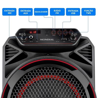 Caixa Amplificada Xsound Mondial Preto 220W RMS Bivolt - CM-220-N Bivolt