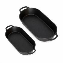 Conjunto 2 Assadeira Beira Alta 5146PM Ferro Fundido Puro para Forno e Fogão Inox Panela Mineira