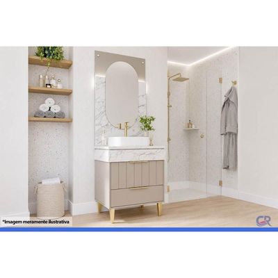 Gabinete Banheiro Riviera c/Cuba 90cm Platina/Calacata MGM