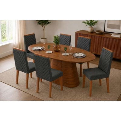 Mesa Jantar Ryze 183 + 6 Cad Nara Granito DJ Móveis