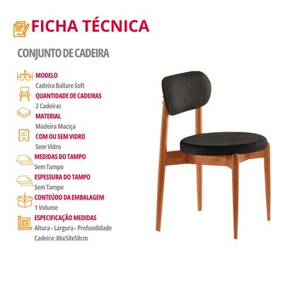 Conjunto com 2 Cadeiras de Jantar Ballare Soft Moderna Mobília Linho