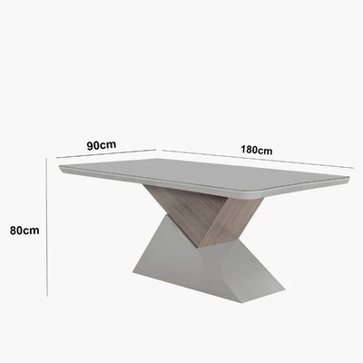 Mesa para Sala de Jantar Aster 180cm MDF Tampo Laminado Canto Copo e 6 Cadeiras Safira Moderna Mobília Vel. Capuccino Off White Imbuia