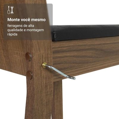 Conjunto Sala De Jantar Mesa Tampo De Vidro 4 Cadeiras Preto/rustic Camélia Madesa