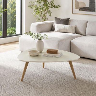 Mesa de Centro Unique em MDF Louro Luna Pés em Madeira Marin