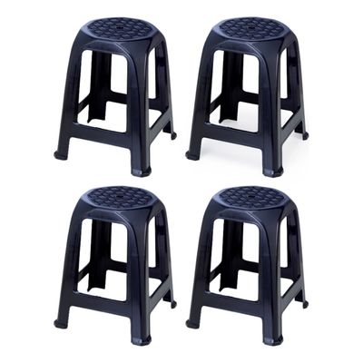 04 Banco Banqueta Plástico Preto Plasnorthon 46 Cm Cor Preta