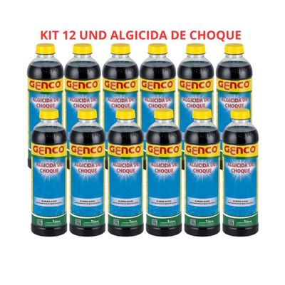 Kit 12 Un Algicida Choque Água Verde 01 Lt Genco