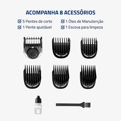 Aparador de Pelos PraticGroom Mondial Preto  Bivolt - BG-09 BIV