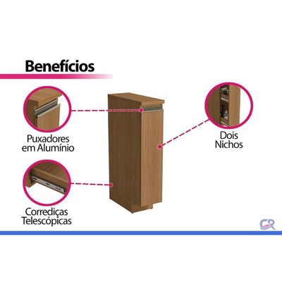 Balcão Cozinha Modulado Porta Condimento 20cm Liga Canela Kappesberg