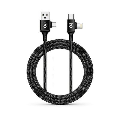 Cabo 4 em 1 - Carregamento Rápido 65W - USB-A, USB-C/Tipo-C e Lightning, Preto - 1M - Discovery -