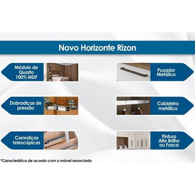 Quarto Modulado N. Horizonte Rizon 7Peças QC211 Cumaru