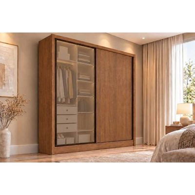 Guarda Roupa Casal Toledo 2Pts 1Vd 3Gv Cinamomo N. Horizonte