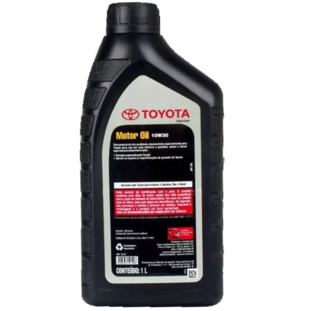 Óleo Lubrificante do Motor API SN 10W30 Mineral Original Toyota 1L