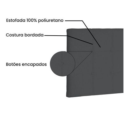Cabeceira Painel Verona Queen 160cm Suede Cinza