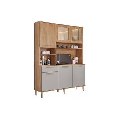 Cozinha Compacta Cristal 6 Portas 1 Gav Cinamomo/Platina MGM