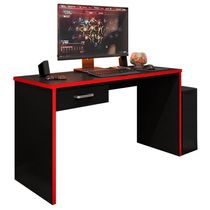Mesa Para Computador Desk Gamer Drx-9000 Preto Trama-vermelho - Móveis Leão