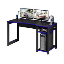 Mesa para Computador Gamer Retangular ME4152 Moderno MDF 136CM Preto Azul Tecno Mobili