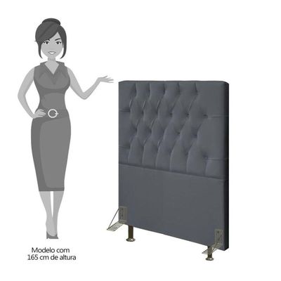 Cabeceira Cama Box Solteiro 90cm Diamante D10 Suede Cinza