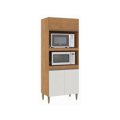 Torre Quente para Forno e Micro-ondas Paris 3 Portas MDP 80cm Freijó Branco Menu Móveis