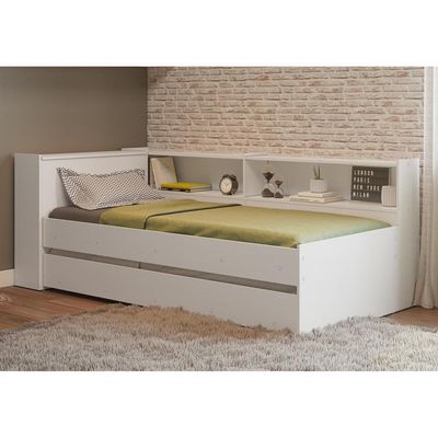 Bicama com Prateleira e Baú para Colchão 190cmx80cm Branca
