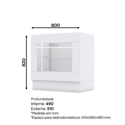 Balcão Forno De Embutir 80 Cm Nova York Henn Branco