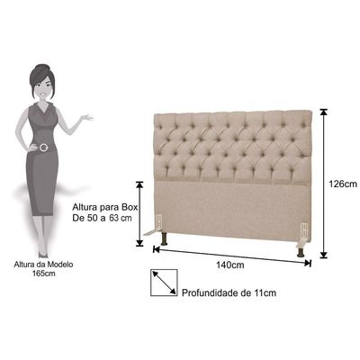 Cabeceira Casal 140Cm Cristal Linho Bege