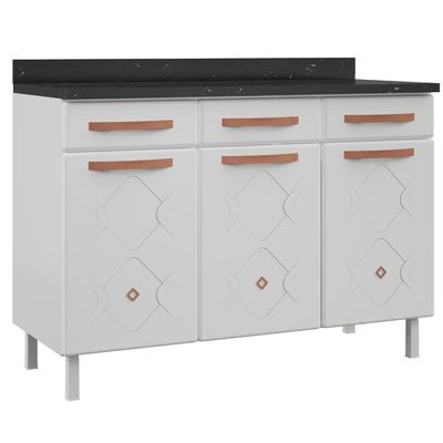 Balcão Gabinete Cozinha Aço Telasul Mirage New C/tampo