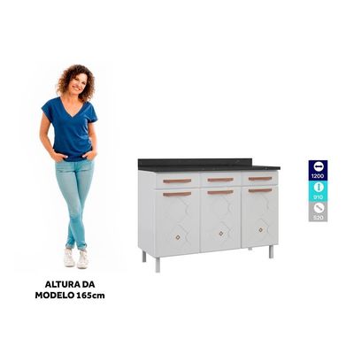 Balcão Gabinete Cozinha Aço Telasul Mirage New C/tampo
