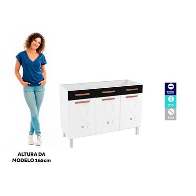 Balcão Gabinete Cozinha Aço Telasul Mirage New Para Pia