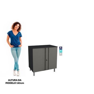 Balcão Multiuso Aço Telasul Multibox Cinza/preto
