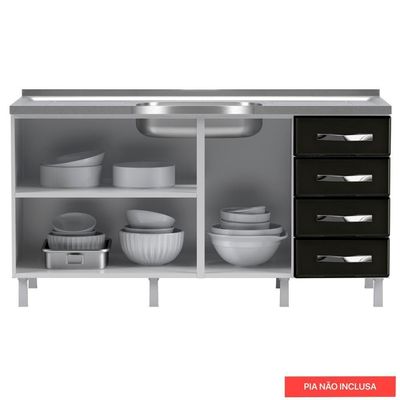 Balcão De Cozinha De Aço Telasul Star New Pto S/tampo P/ Pia