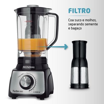 Liquidificador L1100 12 Velocidades 1100w Mondial Preto 110v 110V