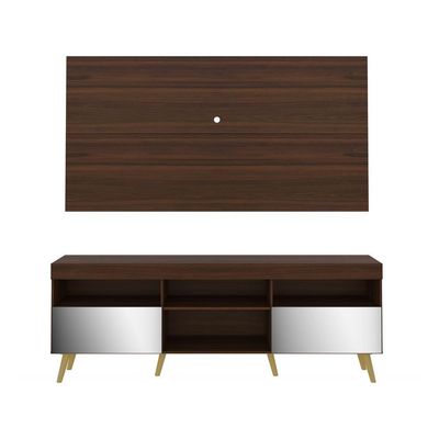 Rack com Painel TV até 65" com Espelho Pés Retrô Multimóveis