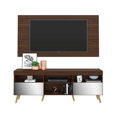 Rack com Painel TV até 65" com Espelho Pés Retrô Multimóveis