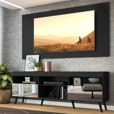 Rack com Painel TV até 65" Espelho e Pés Retrô Multimóveis